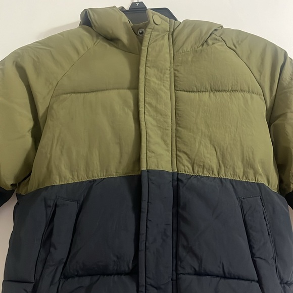 Zara Boys Puffer Hooded Jacket size 2-3 Years color Olive Green and Navy blue - Picture 2 of 7